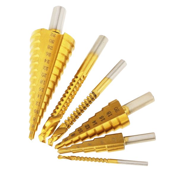 HSS Step Drill Bit Set 6pcs Titanium Coated for Metal Wood Working