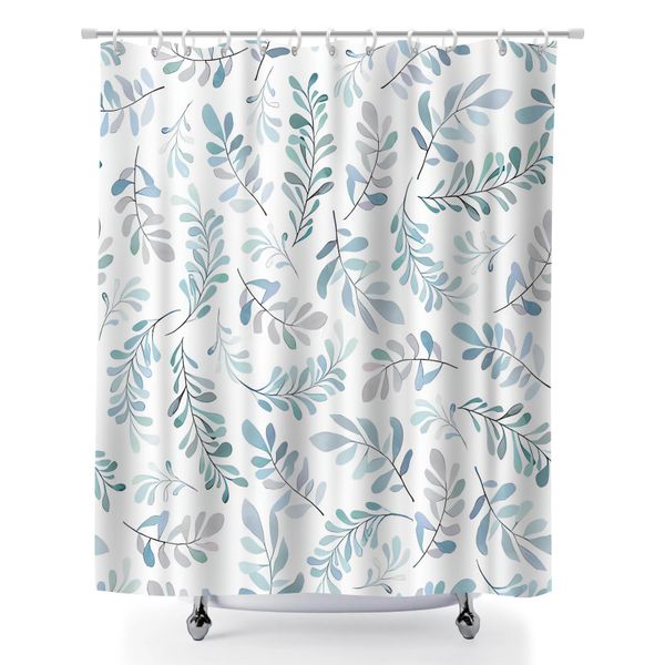 Waterproof Shower Curtain Sets with 12 Hooks, Decorative Tropical Curtain