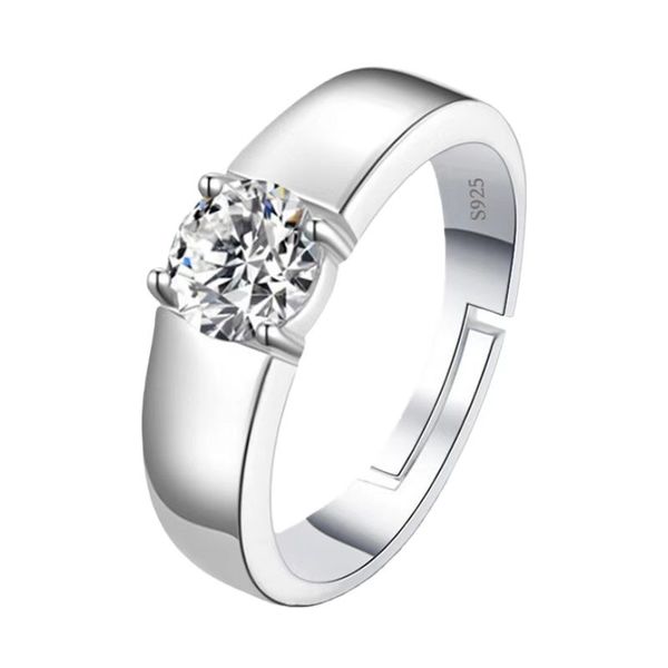Men's Cubic Zirconia Ring - S925 Silver, Wedding Band for Couple Sets