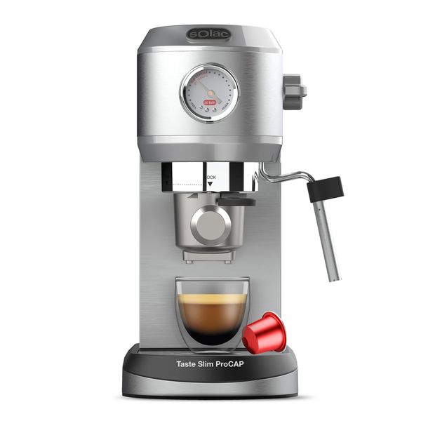 Solac Coffee Maker Capsule and Espresso Stainless Steel Silver 20Bar 1360W
