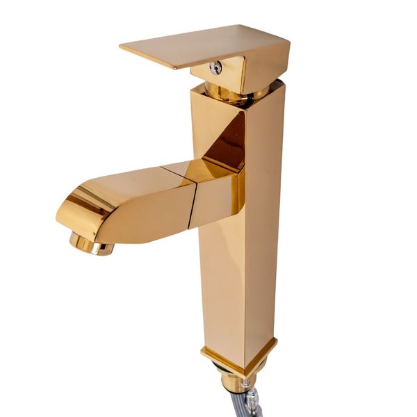 Tall Bathroom Faucet - Square Gold
