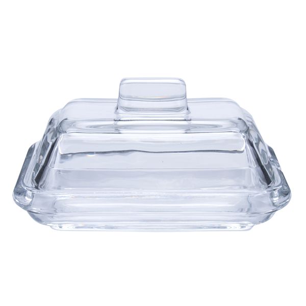 Clear Glass Butter Dish with Lid - 15cm