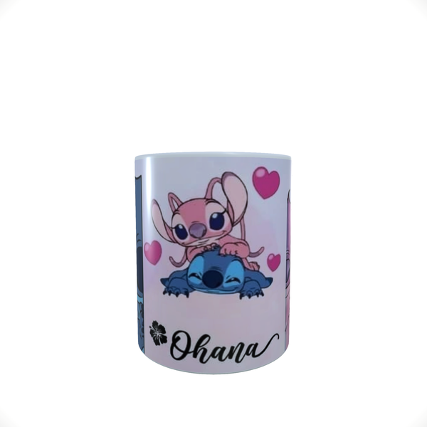 Stitch Ohana Pink Blue Love - Coffee Mug