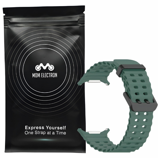 Silicone Marine Strap Compatible with Samsung Galaxy Watch 7 Ultra- Green