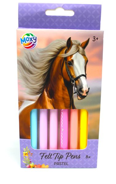 Moxy Horse Themed 8 Felt Tip Pens Pastel