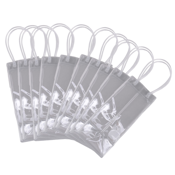 Pack of 10 Wine Cooler Bag Ice Bag Transparent PVC with Handle