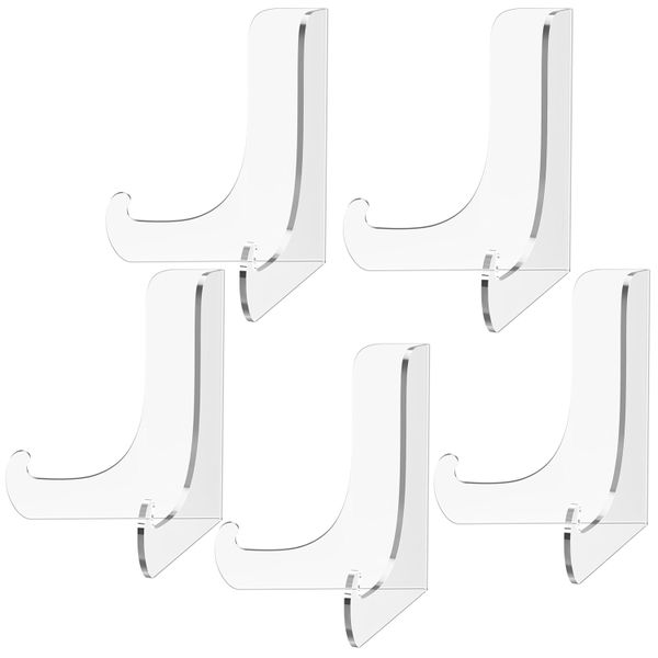 5 Pack Clear Acrylic Display Easel Stand Decorative Plate Photo Holder