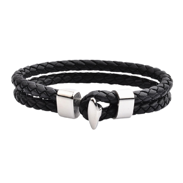 Mens Trendy Anchor Half-Cuff Leather Bracelet