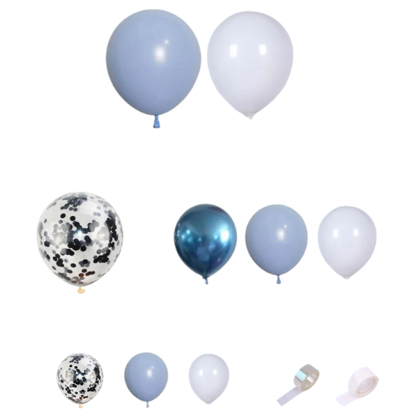 107-Piece Elegant Balloon Garland Kit - Blue And White
