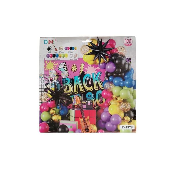 80's Themed Balloon Pack - Neons, Star and Guitar Foils, Confetti Balloons