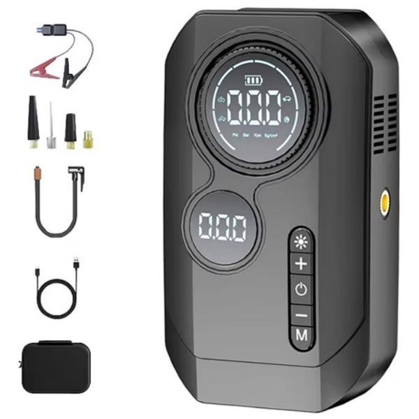 2-in-1 Car Jump Starter &amp; Air Compressor - 600A Peak, 120PSI, 19L/min