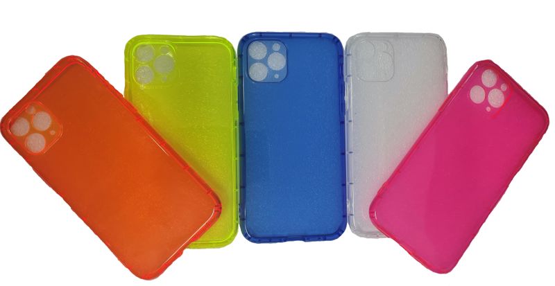 Fluorescent Neon Bumper Hard Back Phone Case Bundle For iPhone 11 Pro