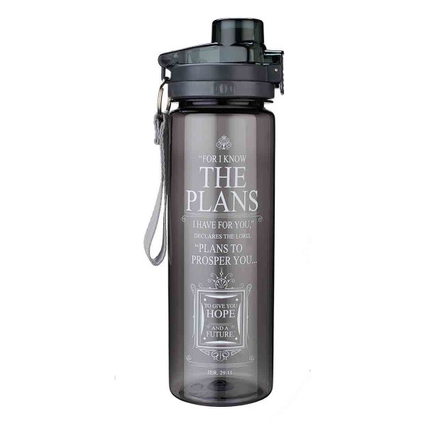 For I Know The Plans Black (Plastic Water Bottle)