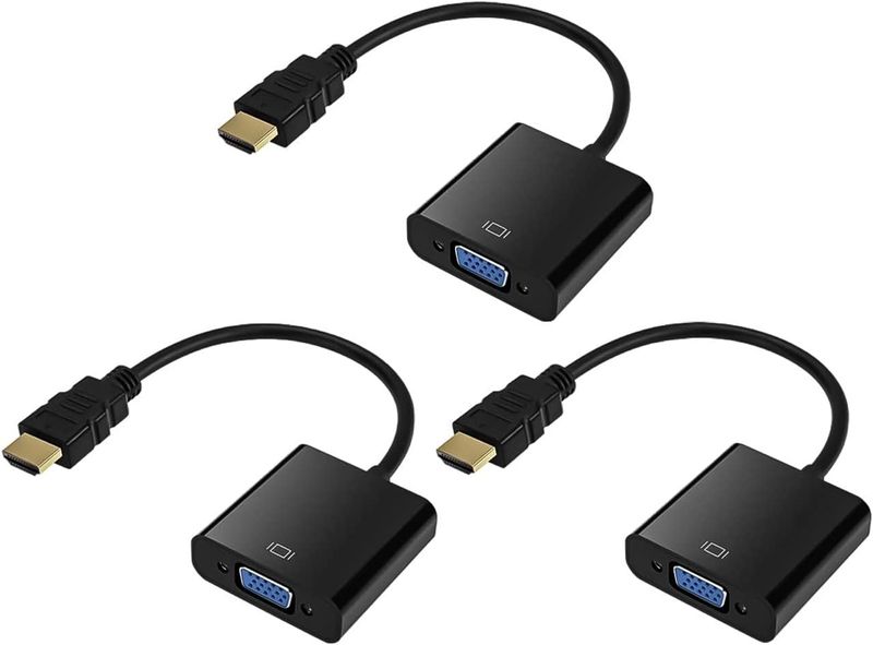 3 Pack HDMI to VGA Gold-Plated HDMI to VGA Adapter for Computer Laptop