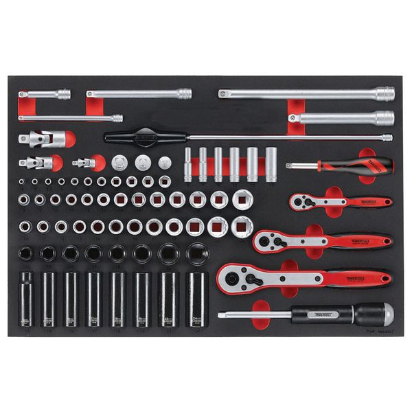 TengTools - 77 Piece 1/4" 3/8" &amp; 1/2" Drive Socket Set in EVA - TTESK77