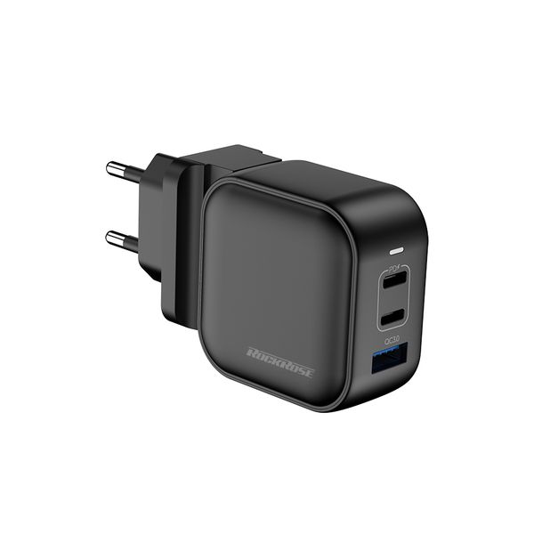 Rockrose 65W 3-Port GaN Travel Charger - UK/EU Plugs Included