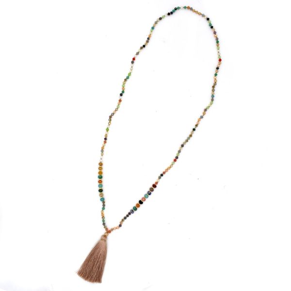 Sista Long Beaded Tassel Necklace-SN4