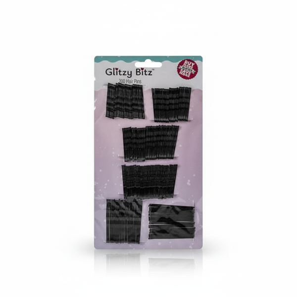 Durable Black Hair Pins - 200 Assorted U-Shaped Clips, 5cm &amp; 6cm