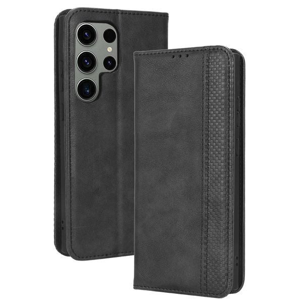 Magnetic Buckle Patterned PU Leather Case Compatible with Galaxy S21 Ultra