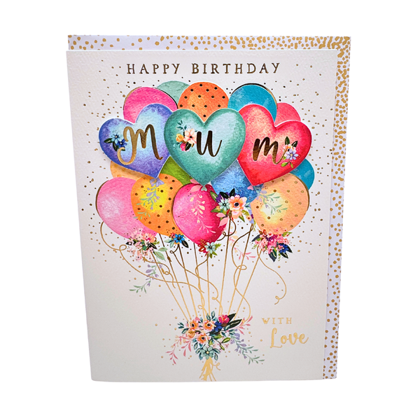 Birthday card - Mum - Bright Balloon bunch