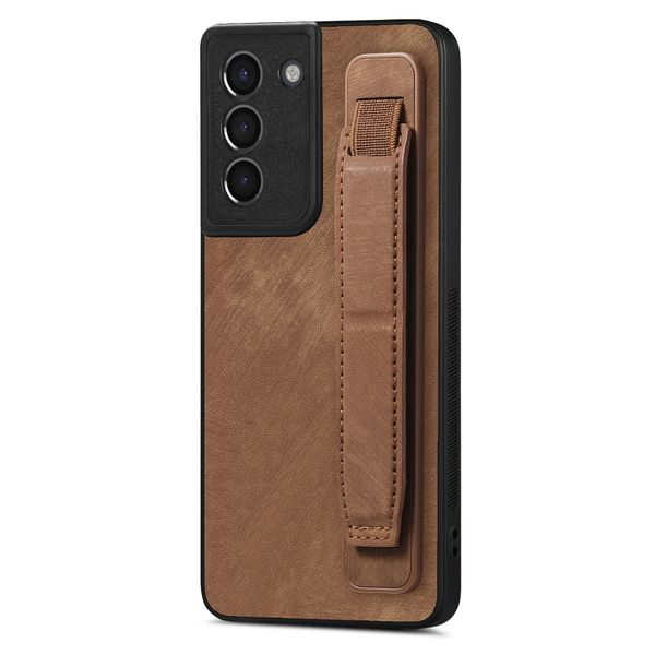 Simple Leather Texture Wristband Phone Case Compatible with Galaxy S22 Plus