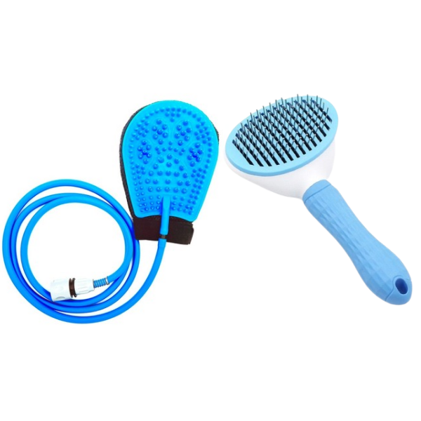 Pet Grooming Glove &amp; Brush Combo - Effortless Shedding &amp; Grooming