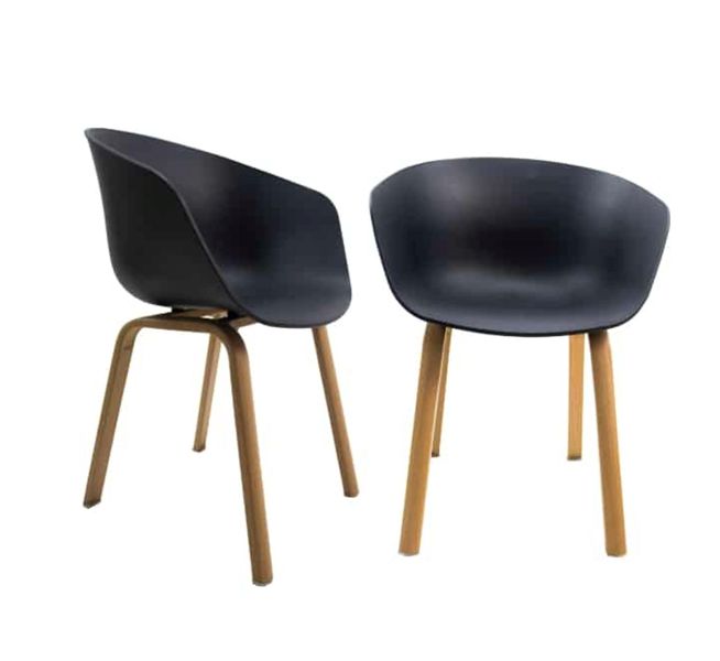 Black Flow Chair with Oak Finish Metal Legs