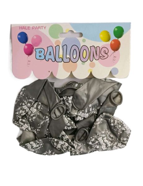 Happy Birthday Silver Balloon - 10 Piece