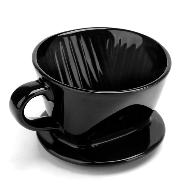 Coffee Filter Cup, Single Cup Black Ceramic Coffee Dripper, Reusable Filter