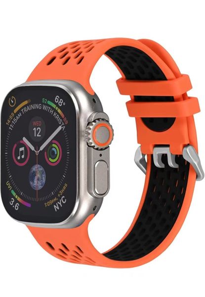 Honeycomb Silicone Watch Strap 38/40/41 mm - Orange/Black