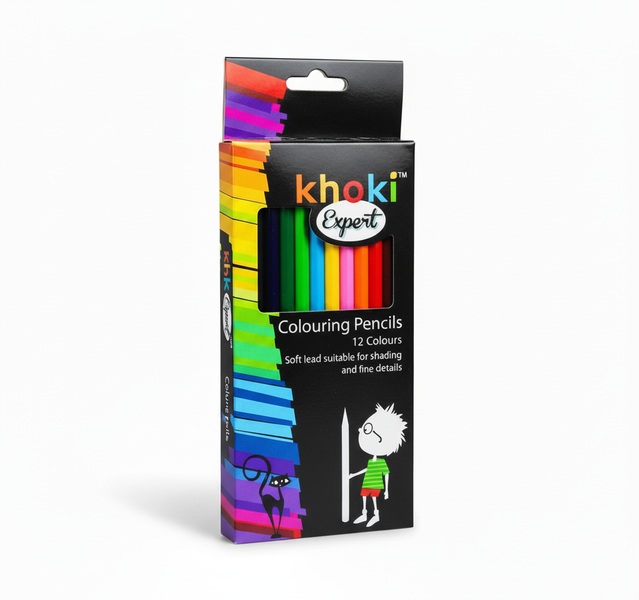 Khoki 12 Piece Colouring Pencils Set - Vibrant Art Supplies for All Ages