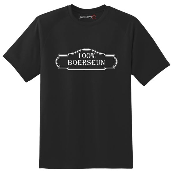 Just Kidding Kids - 100% Boerseun - Short Sleeve T-Shirt Black