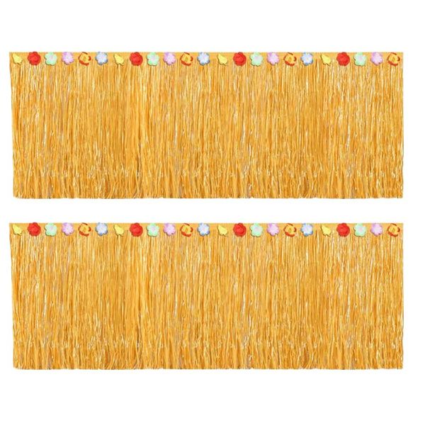 Toy 2Pcs Hawaiian Luau Grass Tropical Party Table Accessories - 200cm
