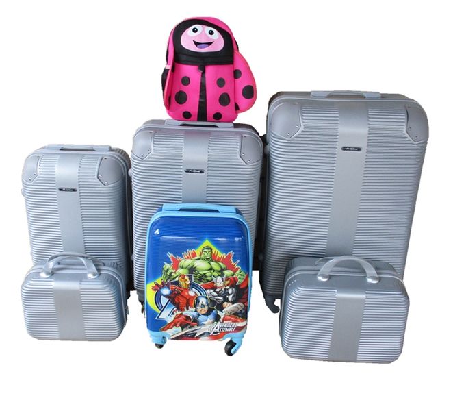5-Piece ABS Luggage Set with Avengers Kids Case &amp; Pink Ladybug Bag