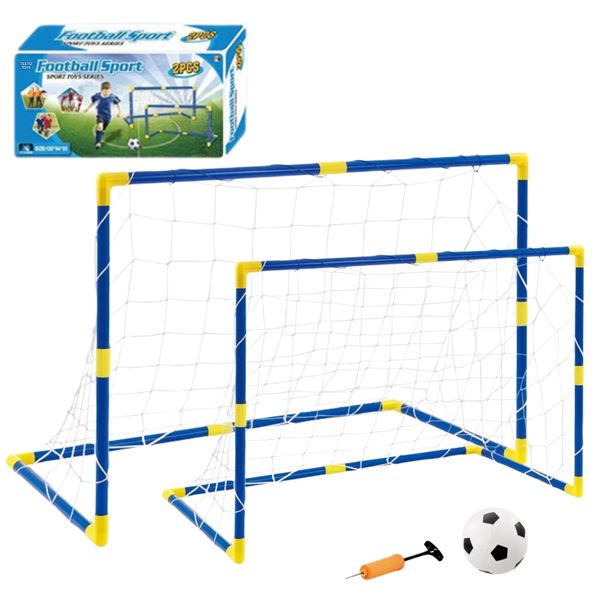 Dual Mini Soccer Goals Set &amp; Ball - Football Posts - Sports Toys for Boys