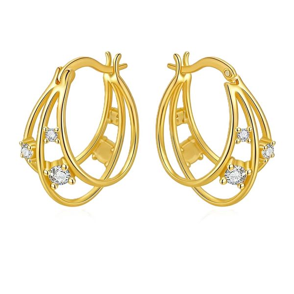 Triple Huggie Illusion Hoop Earrings for Women