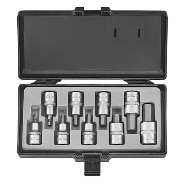 Force 1/2" Dr 9Pc Socket Hex Bit Set 4-17Mm