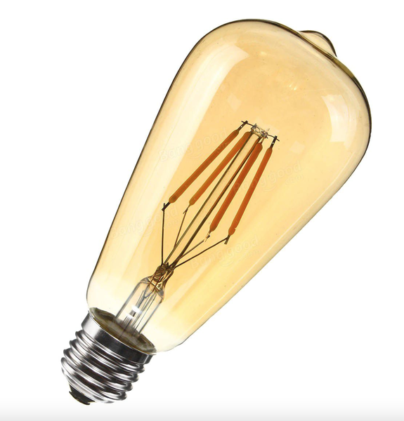 4 Pack - 4W Warm White E27 Filament Bulb ST64