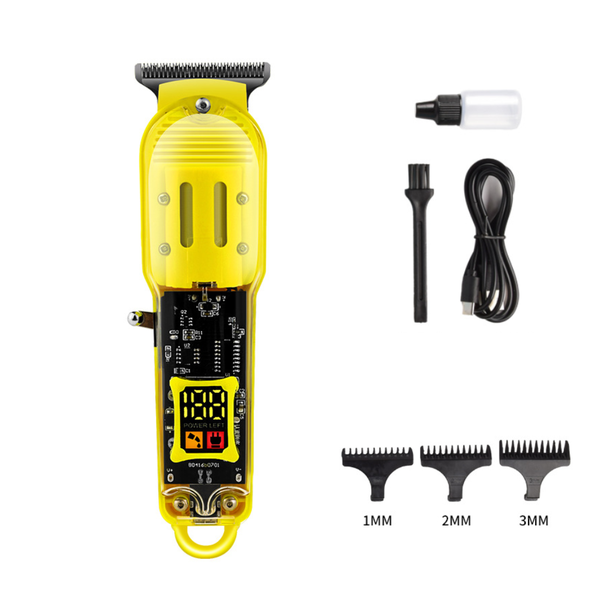 Professional Hair Clipper Cordless with LED Display for Clean Shave - Gold
