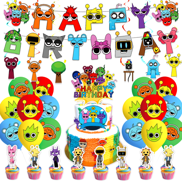 Sprunki Plush Rhythm Box Party Supplies Set - Banner, Swirls, Balloons