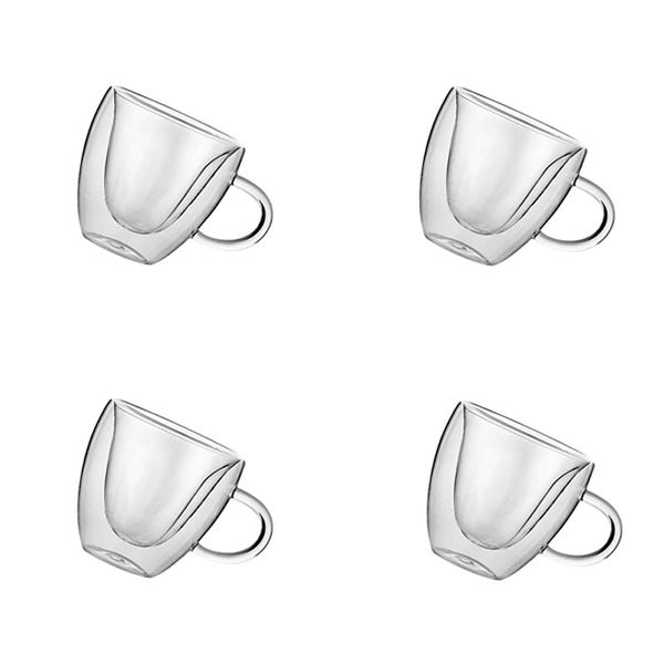 4 Set Of 180ml Love Heart Shape Double Wall