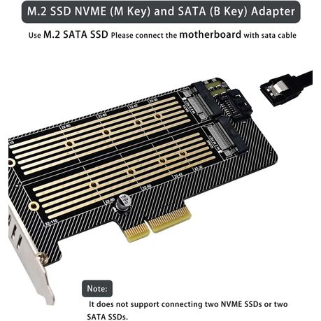 M.2 PCIE Adapter for SATA NVME M/B Key SSD Internal X4 X8 16