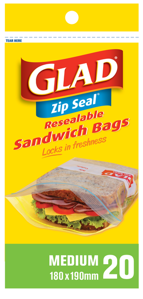 GLAD Sandwich Zipseal Bags 20's