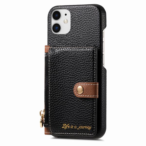 Flip Card Holder Lychee Leather Phone Case Compatible with Galaxy S21 Ultra