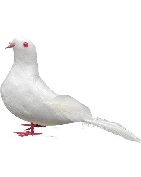 Artificial Foam Bird Feather Dove - White - Set of 2