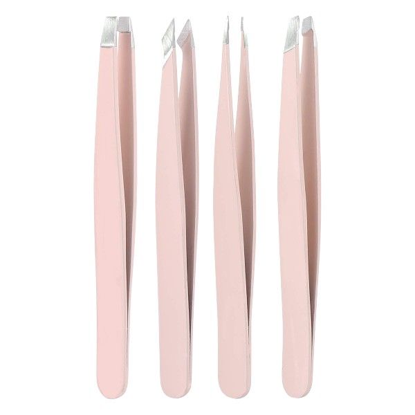 4 Piece - Stainless Steel Precision Tweezers - Pink