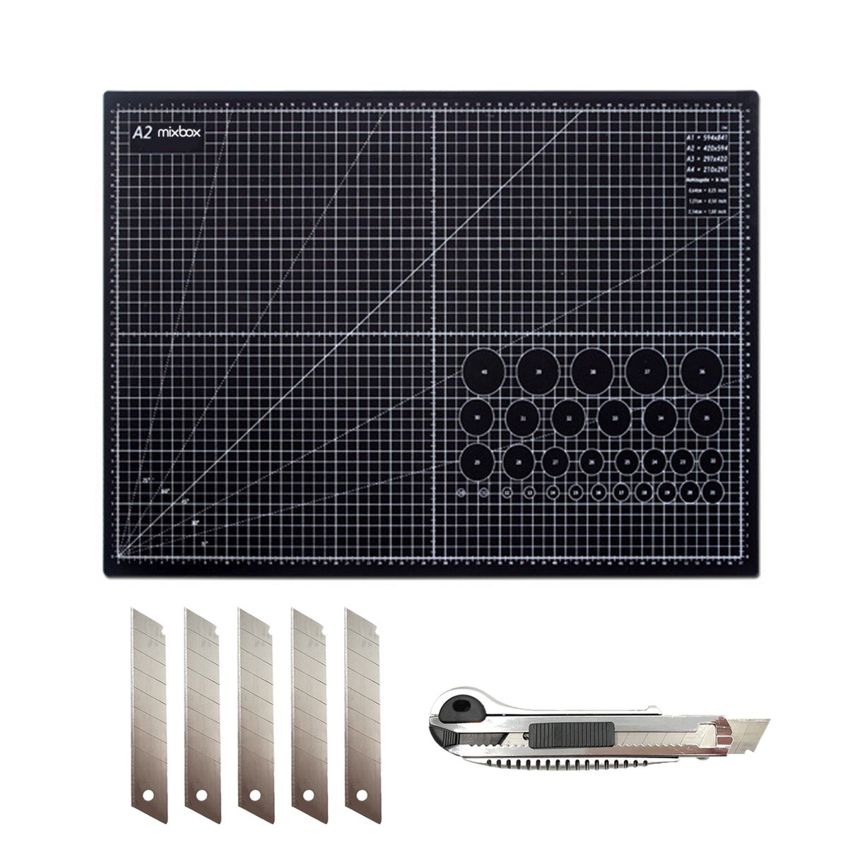 Mix Box A2 Cutting Mat & Utility Knife Set