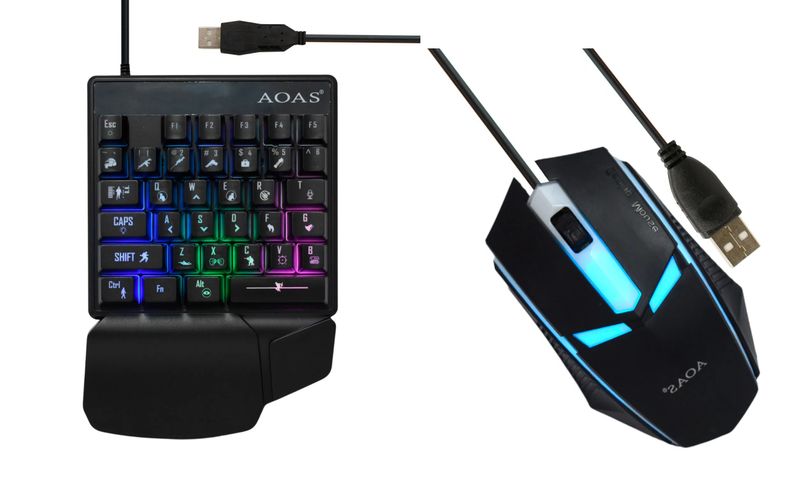 One Handed Rgb Gaming Keyboard And Mouse (AOAS M-1500)