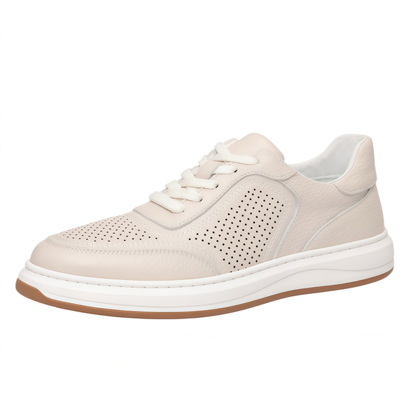 Men's Genuine Leather Perforated Sneakers Breathable Casual Shoes