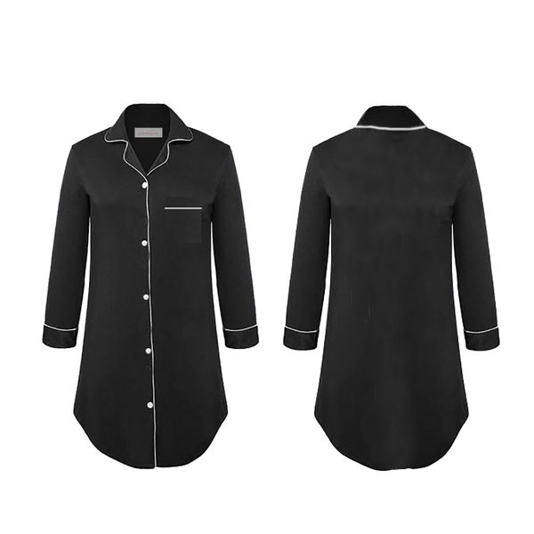 Hannah Grace Black Winter Button Down Sleepshirt